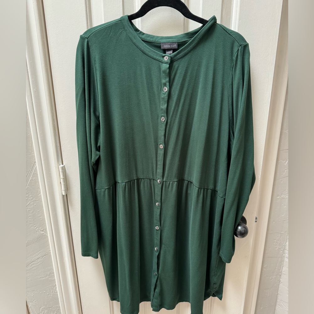 J. Jill Forest Green Button-Front Longline Cardigan Blazer